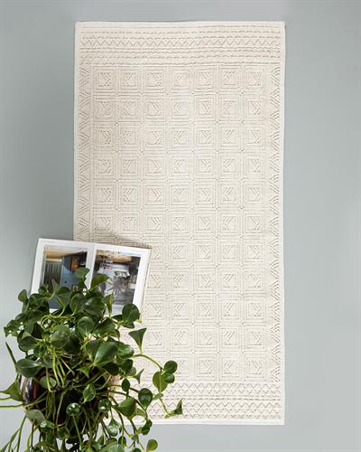 Shabby Килим От Букле 110x110 см Бял