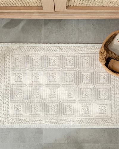 Shabby Килим Памучен, Бяло, 50 X 80 Cm