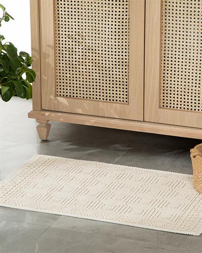 Shabby Килим Памучен, Кремово, 50 X 80 Cm