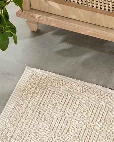 Shabby Килим Памучен, Кремово, 50 X 80 Cm