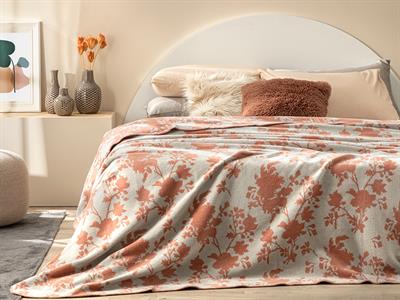 Shade Garden Одеяло Единичен Памучен 150x200 см Теракота - Бежов