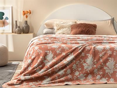 Shade Garden Одеяло Единичен Памучен 150x200 см Теракота - Бежов