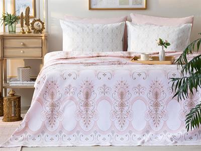 Shelby Покривка Комплект Двоен Размер, Отпечатан, Пудрово Розово, 200 X 220 Cm