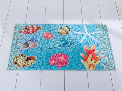 Shell Brocade ИЗСТРИВАЛКА Отпечатано 45x75 cm Blue.