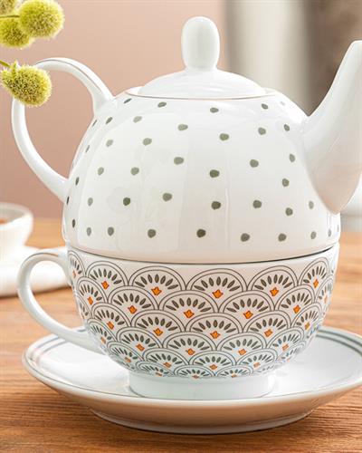 Shelly Porcelain Pot Set 480 ml+350 ml Green