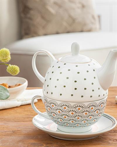 Shelly Porcelain Pot Set 480 ml+350 ml Green