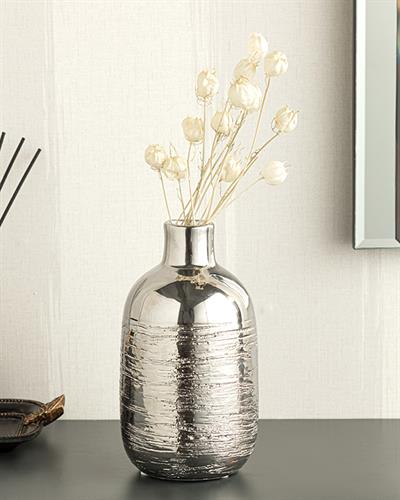 Shine Ваза 10x10x20 см Сребърен.