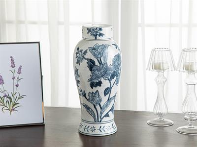 Shine Bright Ваза С Капак Порцелан 14x14x31 см Син - Бял.