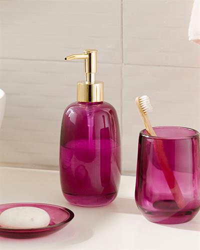 Shine Bright Комплект За Баня 3 бр. Стъкло 8,5x8,5x19,5см 7,8x7,8x11см 1 Дамсон