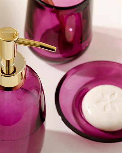 Shine Bright Комплект За Баня 3 бр. Стъкло 8,5x8,5x19,5см 7,8x7,8x11см 1 Дамсон