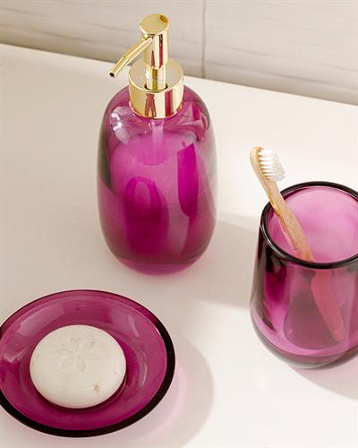 Shine Bright Комплект За Баня 3 бр. Стъкло 8,5x8,5x19,5см 7,8x7,8x11см 1 Дамсон