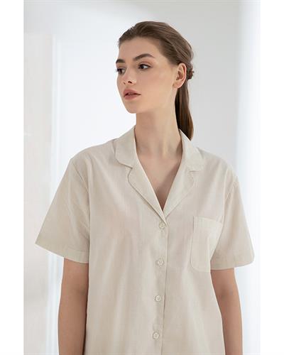 Shine Нощница Дамски, Памучен, Екру, L