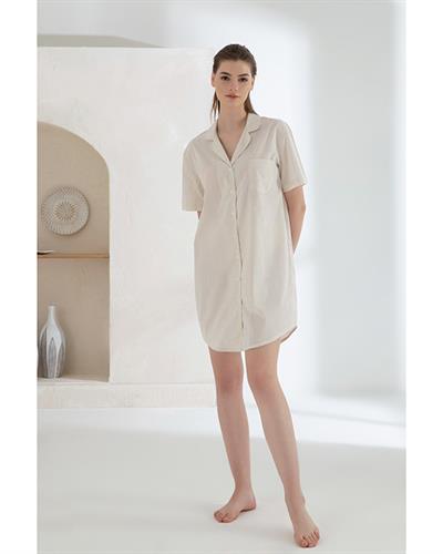 Shine Нощница Дамски, Памучен, Екру, L