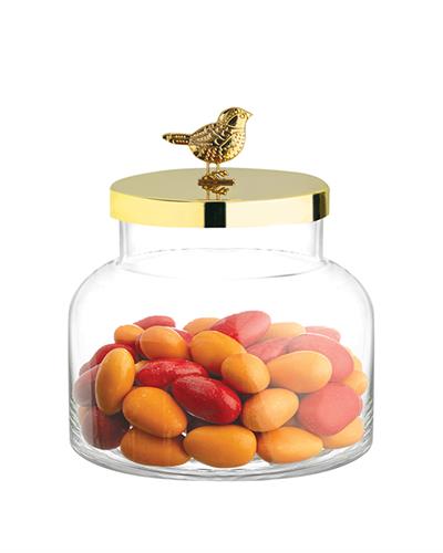 Shiny Bird Буркан Стъкло 14x12,2 см Златен