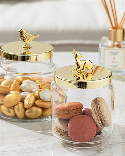 Shiny Bird Буркан Стъкло 14x12,2 см Златен