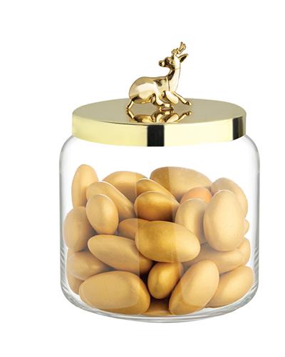 Shiny Deer Буркан Стъкло 13x9,6 см Златен