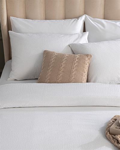 Showy Спално Бельо Компле King Size, 0;5 Cm Gofre, Бяло, 240 X 220 Cm