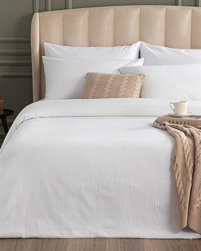 Showy Спално Бельо Компле King Size, 0;5 Cm Gofre, Бяло, 240 X 220 Cm
