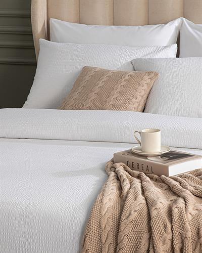 Showy Спално Бельо Компле King Size, 0;5 Cm Gofre, Бяло, 240 X 220 Cm