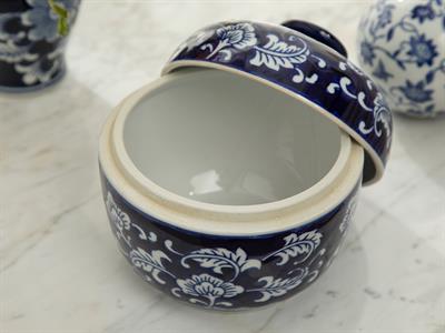 Siena Ваза С Капак Порцелан 15,5x15,5x15,5 см Син - Бял.