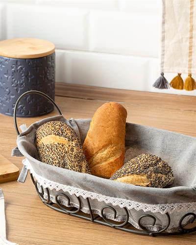 Sierra Кошница За Хляб Овален Метал 30x20x8 см Сив