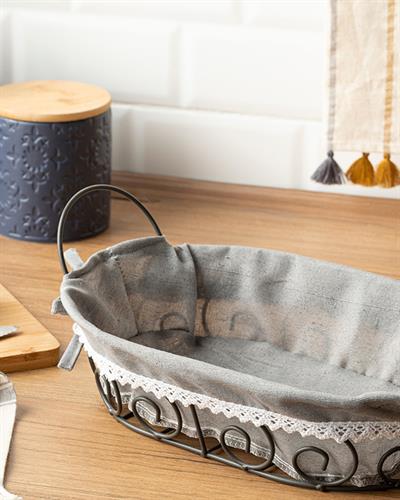 Sierra Кошница За Хляб Овален Метал 30x20x8 см Сив