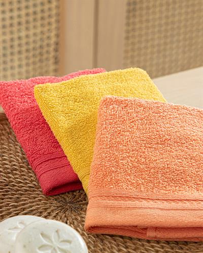 Simple Хавлии За Ръце 3 Бр., Памучен, Жълто-Оранжево-Розово, 30 X 30 Cm