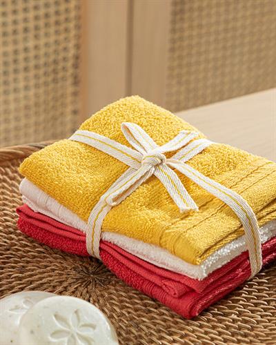 Simple Кърпа За Ръце 3 бр. Памучен 30x30 см Жълт - Розов - Екрю