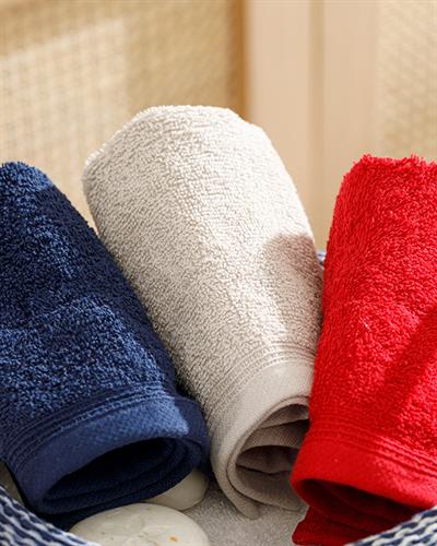 Simple Хавлия Комплект 3 Бр., Рипсено, Тъмно Бежово-Морско Синьо-Червено, 30 X 30 Cm