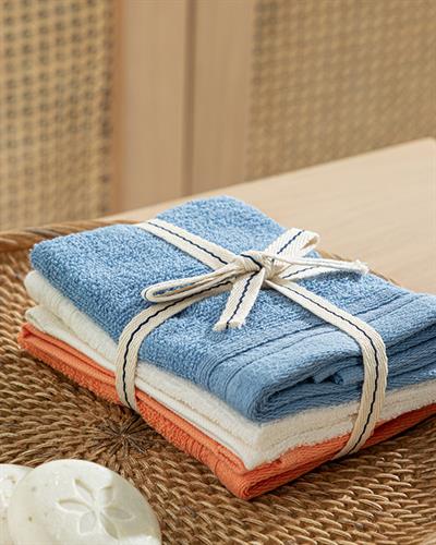 Simple Хавлии За Ръце 3 Бр., Памучен, Оранжево - Светло Синьо - Екрю, 30 X 30 Cm