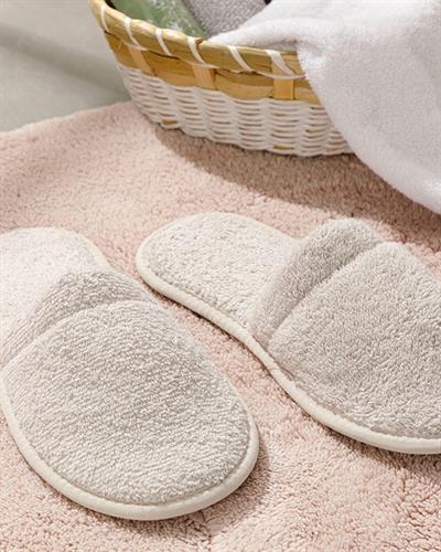 Simple Cotton Mens Spa Slippers 40-44 Light Beige