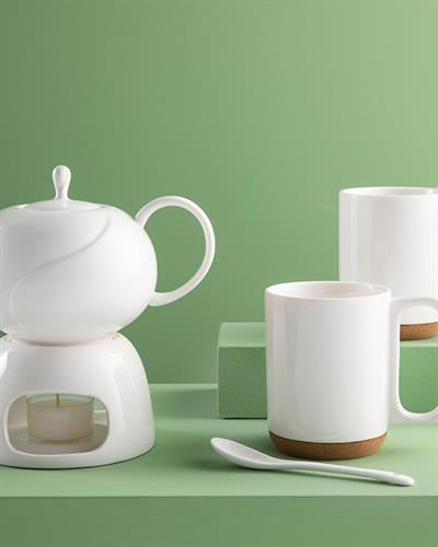 Simple Elegant Демлик Сервиз 2Бр., Порцелан, Бяло, 600 Ml + 280 Ml