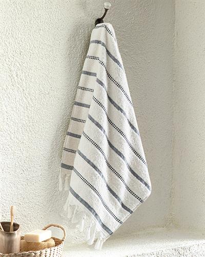 Sirius Хавлия За Лице С Ресни, Памучен, Екрю-Морско Синьо, 50 X 70 Cm