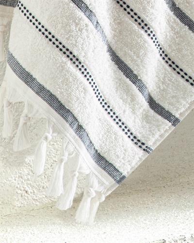 Sirius Хавлия За Лице С Ресни, Памучен, Екрю-Морско Синьо, 50 X 70 Cm