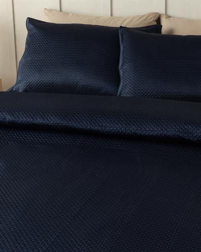 Satin For One Person Bed Quilt Set 160x240 cm Dark Blue