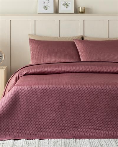 Satin Double Person Bed Quilt Set 240x260 cm Rose Color