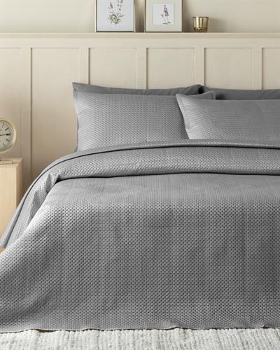 Sisilla Покривка За Легло Комплект Двоен Размер, Сатен, Сиво, 240 X 260 Cm