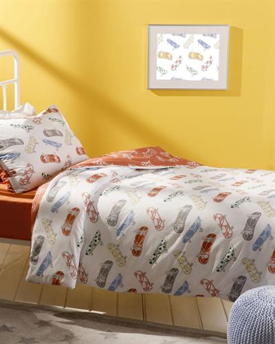 Skateboards Детско Спално Бельо Памучен, Оранжево,, 160 X 220 Cm