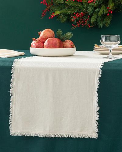 Smooth Fringes Ранър Памучен, Кремово, 40 X 150 Cm