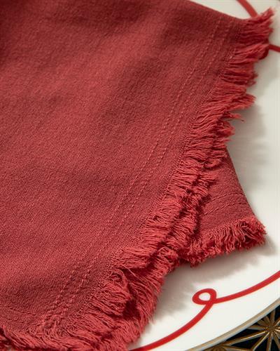 Smooth Fringes Салфетка За Гости 6 Бр., Памучен, Бордо Червено, 40 X 40 Cm