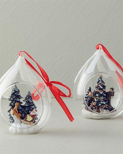 Snow Ball Glass Accessory With Hanger Red