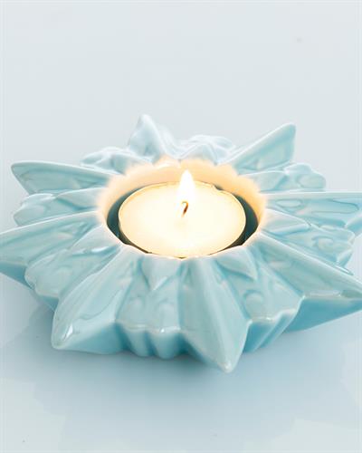 Snowflake Свещник Stoneware, Синьо, 12 X 12 X 3,5 Cm