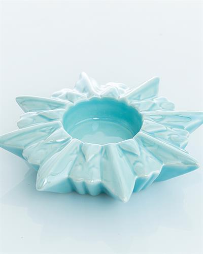 Snowflake Свещник Stoneware, Синьо, 12 X 12 X 3,5 Cm