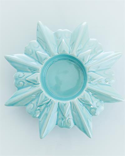 Snowflake Свещник Stoneware, Синьо, 12 X 12 X 3,5 Cm