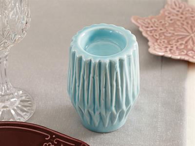 Snowland СВЕЩНИК Stoneware 7,4x7,4x10 cm Blue.