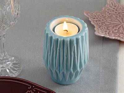 Snowland СВЕЩНИК Stoneware 7,4x7,4x10 cm Blue.