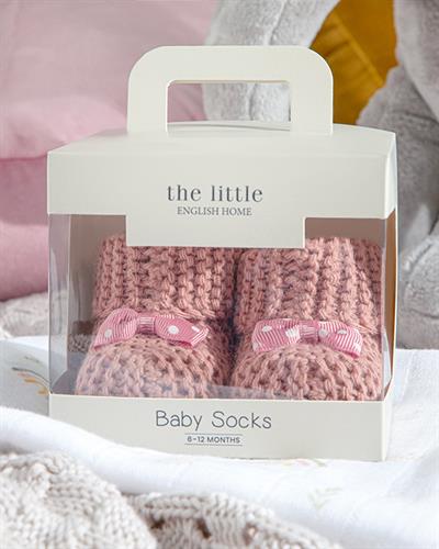 Soft Бебешки Чорапи С Панделка, Трикотаж, Розово, 6-12 Месеца