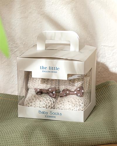 Soft Бебешки Чорапи С Панделка, Трикотаж, Бежово, 6-12 Месеца