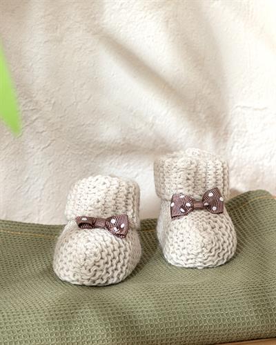 Soft Бебешки Чорапи С Панделка, Трикотаж, Бежово, 6-12 Месеца