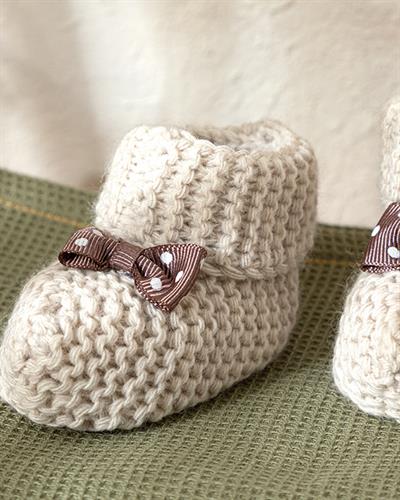 Soft Бебешки Чорапи С Панделка, Трикотаж, Бежово, 6-12 Месеца